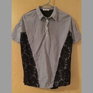 Zara striped shirt with lace S